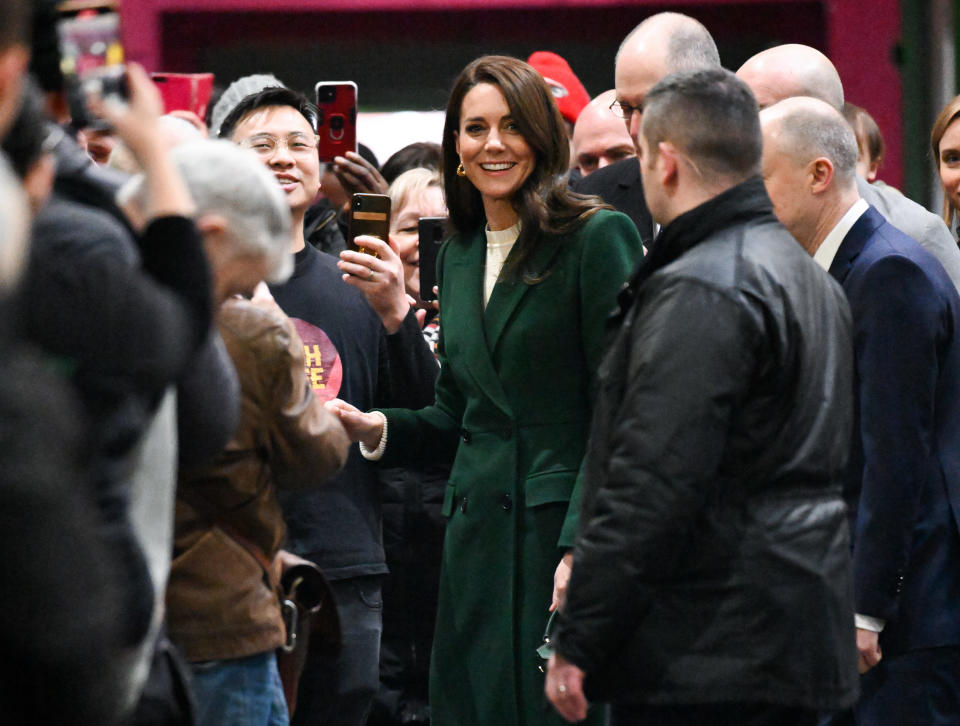 LEEDS, ENGLAND - JANUARY 31: Catherine, Princess of Wales during a visit to Kirkgate Market on January 31, 2023 in Leeds, England. The Princess of Wales is undertaking engagements in London and Leeds this week as part of the launch of a campaign to raise awareness of the unique importance of early childhood. (Photo by Karwai Tang/WireImage)