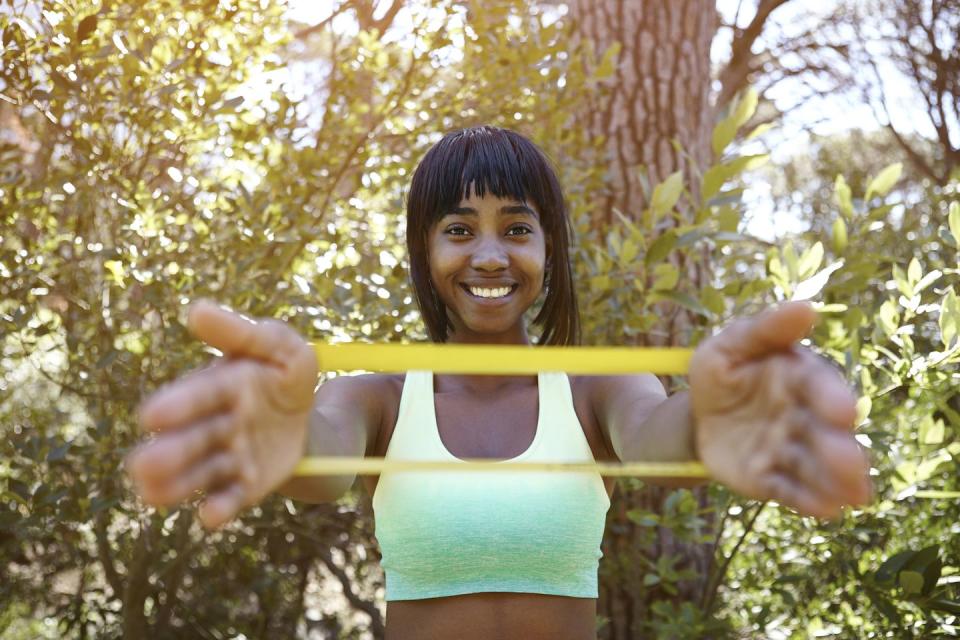 10) Resistance Band Arm Pulses