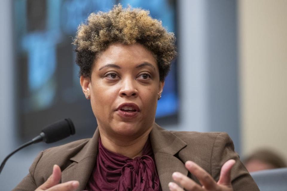 Shalanda Young, the Director of the Office of Management and Budget (OMB), speaks on March 29, 2022 during a House Committee on the Budget hearing on President Joe Biden’s Fiscal Year 2023 Budget in Washington, D.C. (Photo by Rod Lamkey – Pool/Getty Images)