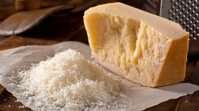 Wedge of Parmigiano Reggiano cheese