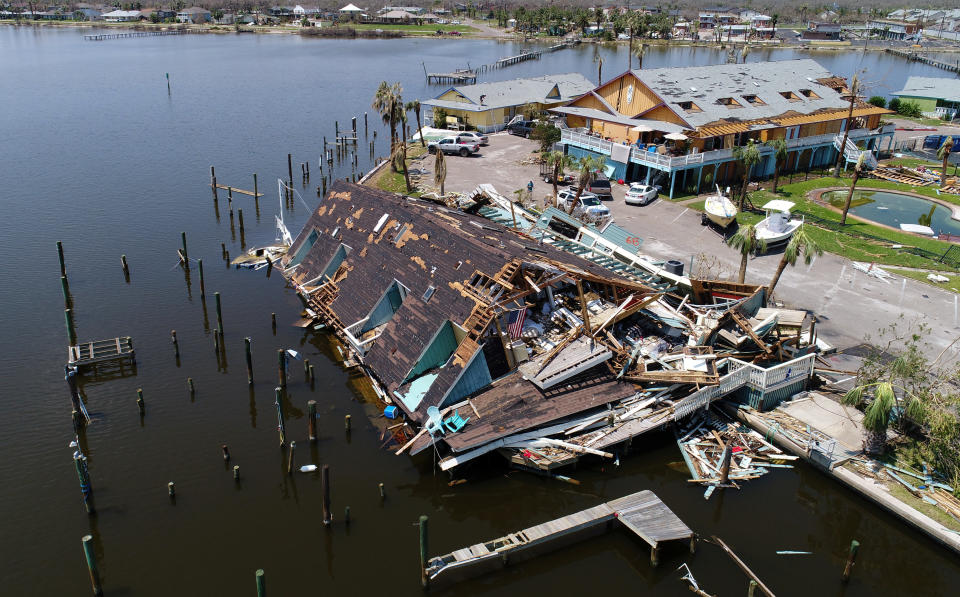 An aerial photo shows damage caused by Hurricane Harvey in Rockport, Texas, U.S., Aug. 31, 2017.&nbsp; (Photo: Drone Base / Reuters)