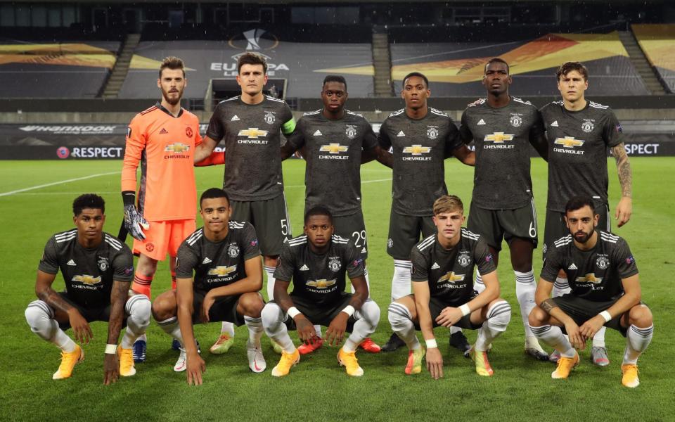 Players of Manchester United pose for a team photo prior to the UEFA Europa League Semi Final between Sevilla and Manchester United  - Getty Images