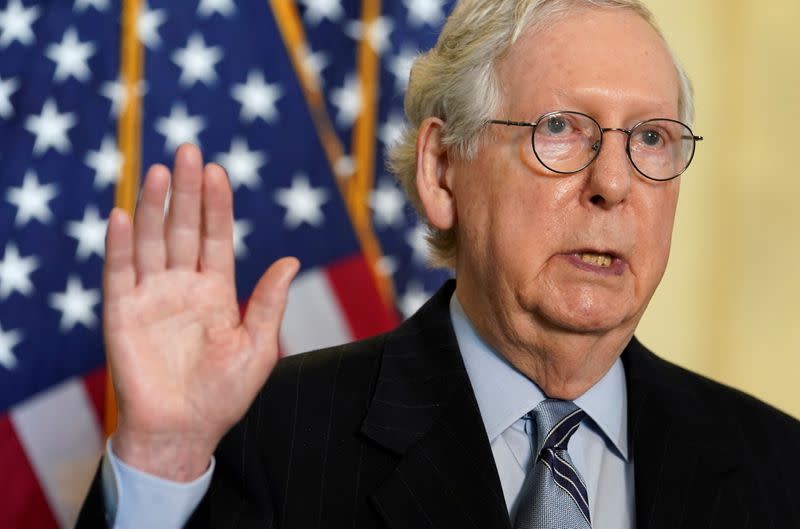 FILE PHOTO: FILE PHOTO: McConnell speaks after Senate Republican lunch at the U.S. Capitol in Washington