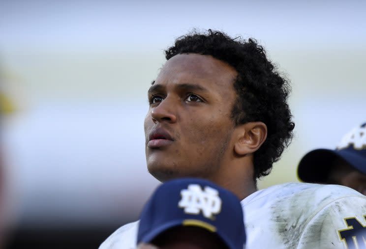 This time DeShone Kizer gets to be the next great hope at QB for Cleveland. (AP) 