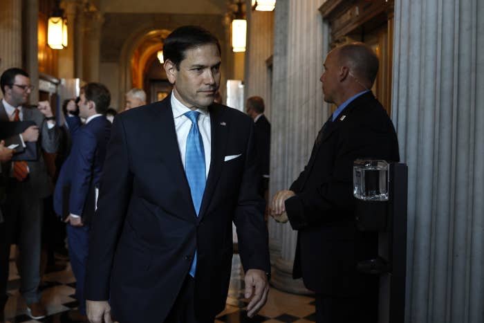 Sen. Marco Rubio (R-FL) walks to the Senate Republican Luncheon in the U.S. Capitol Building