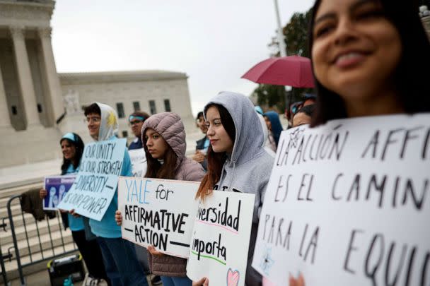 PHOTO: Proponents for affirmative action in higher education rally in front of the U.S. Supreme Court on October 31, 2022 in Washington, DC. (Chip Somodevilla/Getty Images, FILE)