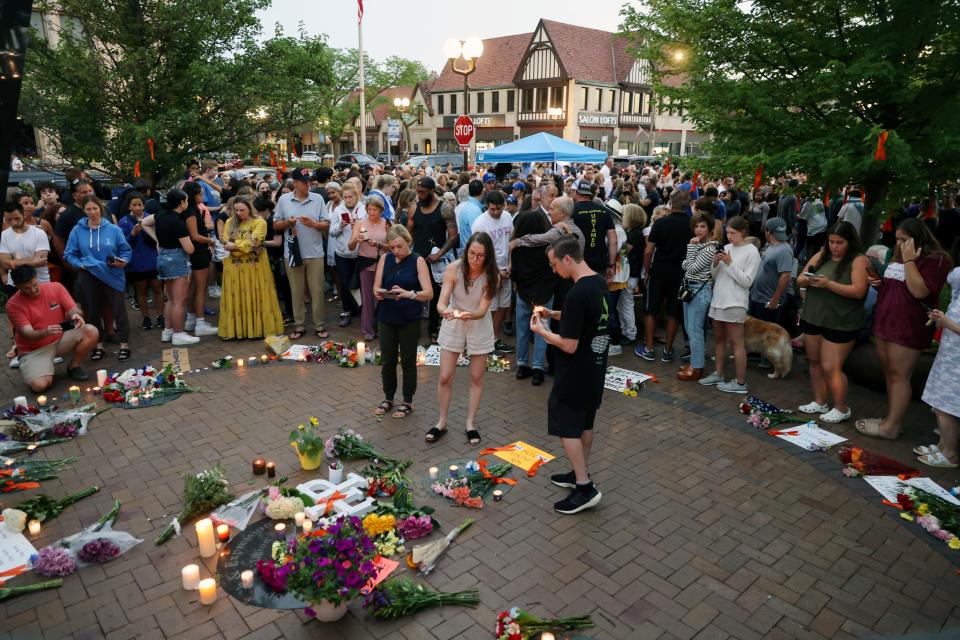 A vigil on July 5, 2022, in Highland Park, Ill.