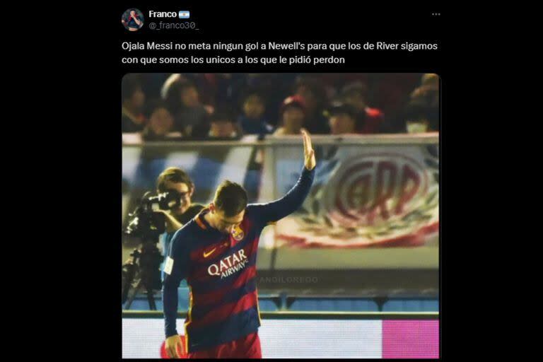 Un usuario recordó el partido del Barcelona contra River en 2015 (Captura X)