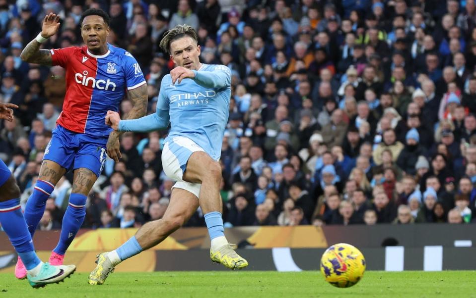 Jack Grealish opened the scoring for Man City before they surrendered their two-goal lead (EPA)