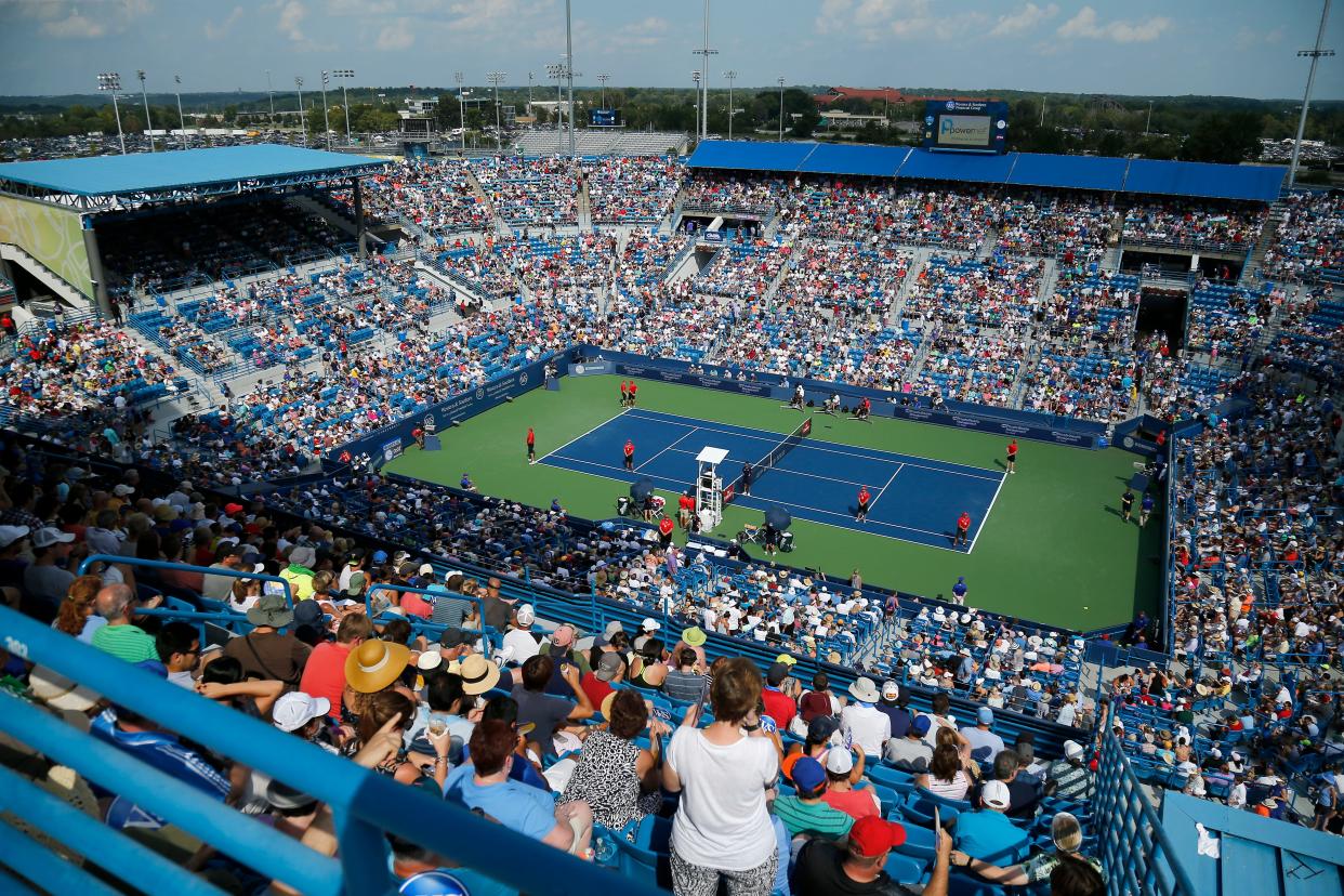 Fans fill the Center Court stadium during the Western & Southern Open at the Lindner Family Tennis Center in Mason, Ohio.