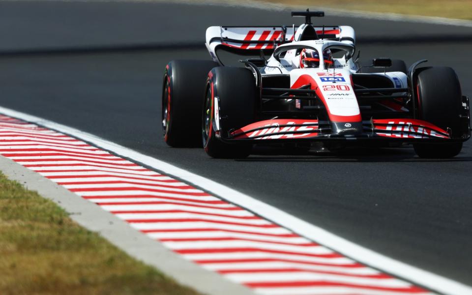 Kevin Magnussen of Denmark driving the (20) Haas F1 VF-22 Ferrari on track during practice ahead of the F1 Grand Prix of Hungary at Hungaroring on July 29, 2022 in Budapest, Hungar - Bryn Lennon - Formula 1/Formula 1 via Getty Images