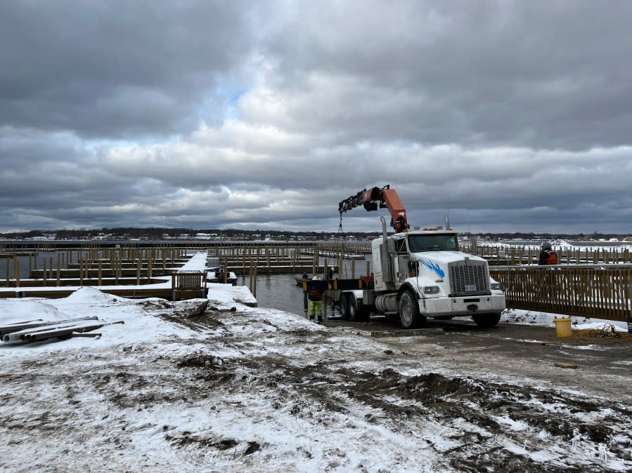 Work is underway at Adelaide Pointe in Muskegon. (Nov. 28, 2023)