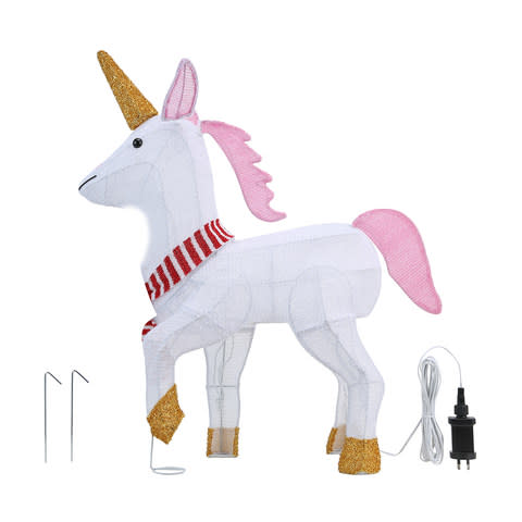 You know you need this light-up tinsel unicorn, $29 from Kmart. Photo: Kmart.