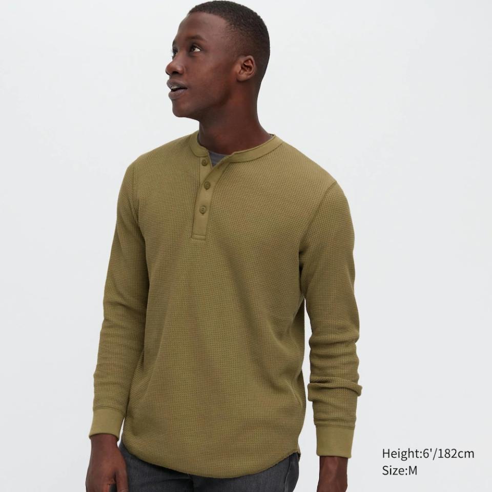 Uniqlo Waffle Long-Sleeve Henley T-Shirt; best henley shirts