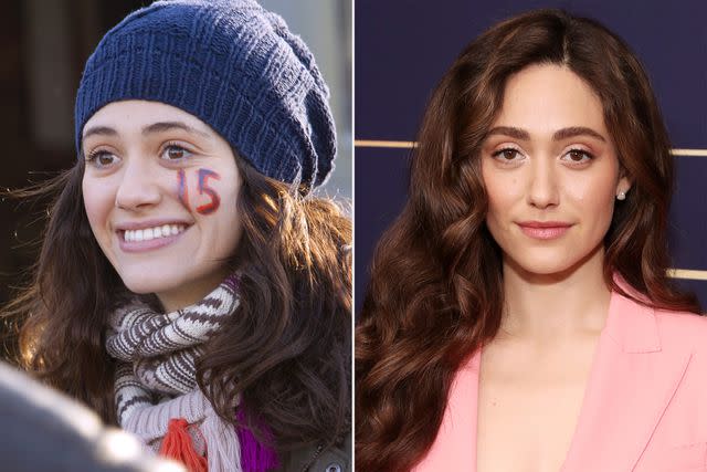 Chuck Hodes/Showtime; Todd Williamson/Peacock/NBCU Photo Bank via Getty Emmy Rossum on 'Shameless' and Emmy Rossum now