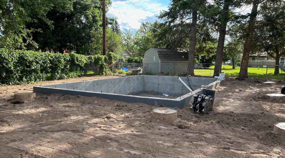 The foundation for an accessory dwelling unit in Missoula, Montana.