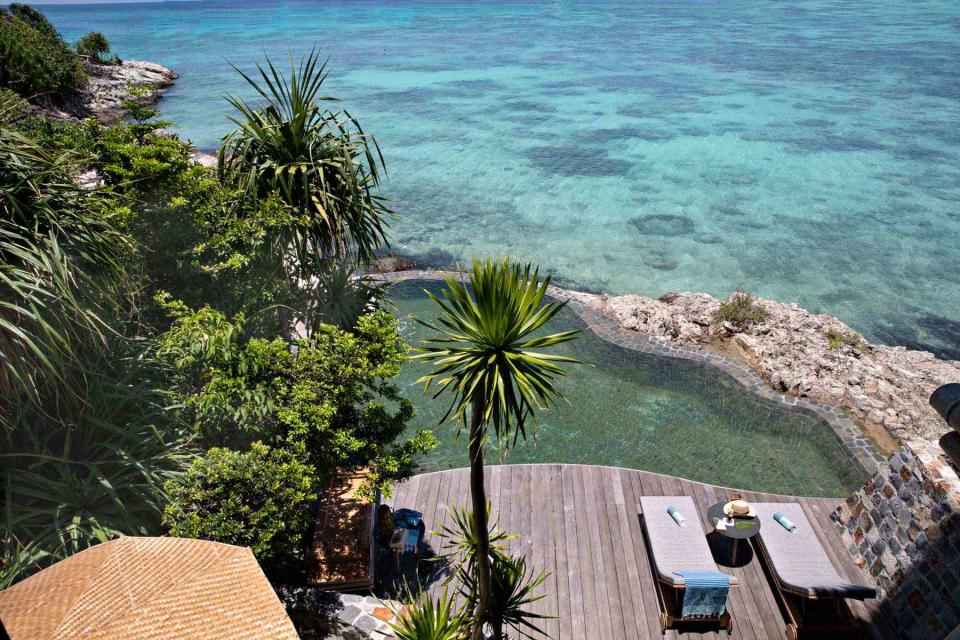 <p>Courtesy of Elang at Bawah Reserve</p> The infinity-edge saltwater pool at Elang Private Residence, a new exclusive-use island at Indonesia's famed Bawah Reserve.