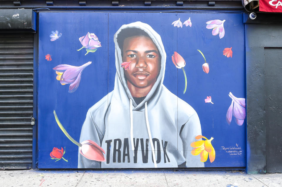 A view of a Trayvon Martin mural in New York City. (Ben Gabbe/Getty Images for Paramount Network)