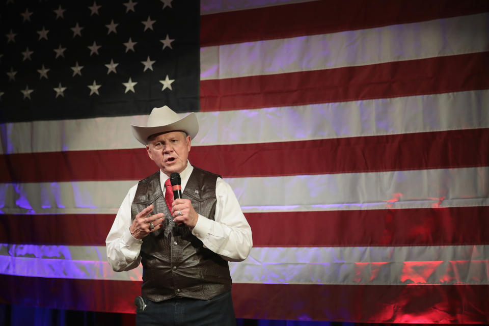 Republican candidate for the U.S. Senate in Alabama, Roy Moore, speaks at a campaign rally on Sept. 25, 2017.