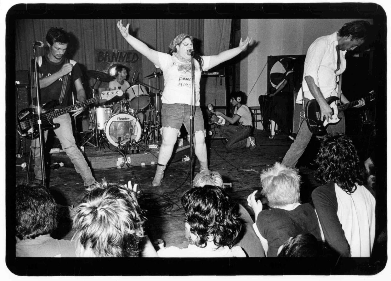 <span>‘If you don’t like me because I’m gay, fuck you’ … Dicks at the Ritz in Austin, Texas in 1982.</span><span>Photograph: Bill Daniel</span>