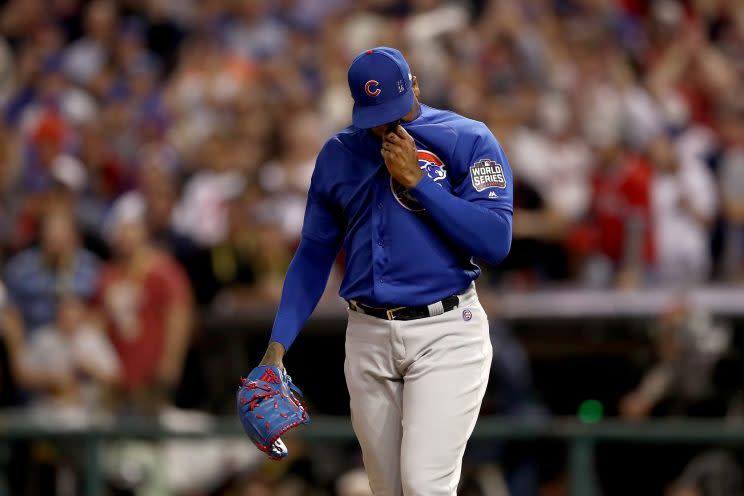 Aroldis Chapman didn't like the way he was used in the postseason. (Getty Images/Elsa)