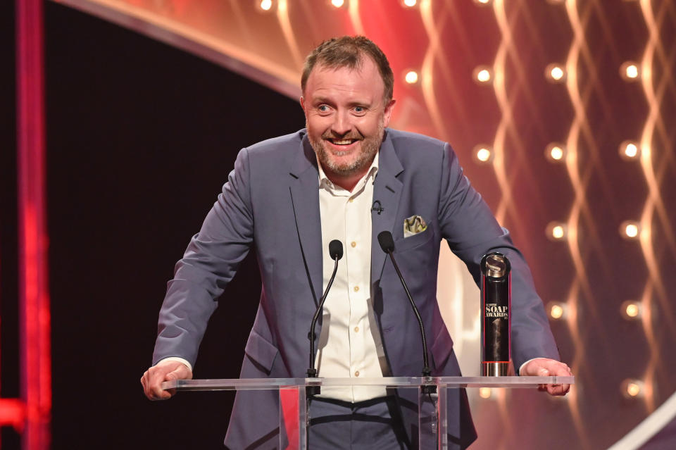 From Lifted Entertainment

THE BRITISH SOAP AWARDS 2023
Tuesday 6th June 2023 on ITV1 and ITVX

Pictured: Chris McCausland presenting the Best Comedy Performance award

The British Soap Awards returns to ITV1 and ITVX this June to once again celebrate the nations biggest and most-loved soap operas.

This year the awards will take place at The Lowry in Salford hosted by Jane McDonald. As always, the numerous awards will be presented by an array of well-known faces from across the TV and showbiz world.

For 2023, the Â˜Best FamilyÂ™ category will move into the panel vote, whilst Best Villain and Â˜Best Young PerformerÂ™ will both move into the public vote. Returning to its previous format, the awards will broadcast in a pre-recorded midweek primetime slot.

As always, the award ceremony will celebrate a mammoth year in soap opera, looking back on twelve months of murder, mystery, make-ups, break ups, trials, tribulations and tears. An incredible year in which Mick and Janine Carter dramatically departed Albert Square in EastEnders, Daisy Midgely fell victim to a dangerous stalker in Coronation Street, Warren couldnâ€™Â™t escape NormaÃƒÂ¢Ã‚Â€Ã‚Â™s lies and manipulation in Hollyoaks, Paddy considered taking his own life following a build up of isolation, grief and confusion in Emmerdale and Rob was left devastated following Karen sudden death in Doctors.

The five biggest soaps - Coronation Street, Doctors, EastEnders, Emmerdale and Hollyoaks - will be battling it out to win recognition for their work over the past year. Some of the biggest faces from all five soaps will be hitting the red carpet for the most star-studded and glamorous event in the soap calendar.

(C) ITV

Photographer Johnathon Hordle

For further information please contact Peter Gray
Mob 07831460662 / peter.gray@itv.com

This photograph is (C) *** and can only be reproduced for editorial purposes directly in connection with the programme or event mentioned herein.

Once made available by ITV plc Picture Desk, this photograph can be reproduced once only up until the transmission [TX] date and no reproduction fee will be charged.

Any subsequent usage may incur a fee.

This photograph must not be manipulated [excluding basic cropping] in a manner which alters the visual appearance of the person photographed deemed detrimental or inappropriate by ITV plc Picture Desk.

This photograph must not be syndicated to any other company, publication or website, or permanently archived, without the express written permission of ITV Picture Desk.

Full Terms and conditions are available on the website www.itv.com/presscentre/itvpictures/terms