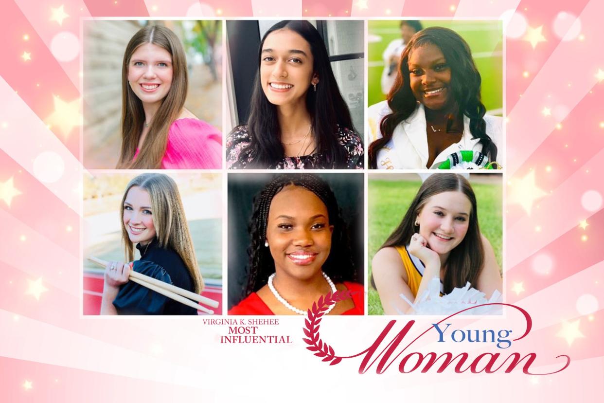 (Left to right, top row then bottom) Chloe Liles, Aashni Shah, Shanayia Baker, Hannah Addison, Ceriah Cummings and Elsie Jane Adams are the 2024 Virginia K. Shehee Most Influential Young Woman honorees.