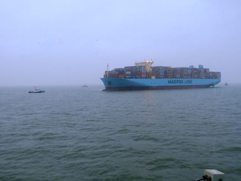 Container ship runs aground off German island