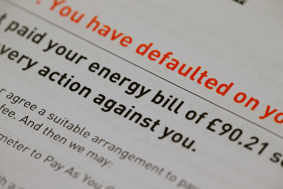  fuel poverty  energy bill claiming that the customer has defaulted on paying. Picture date: Wednesday December 1, 2021.