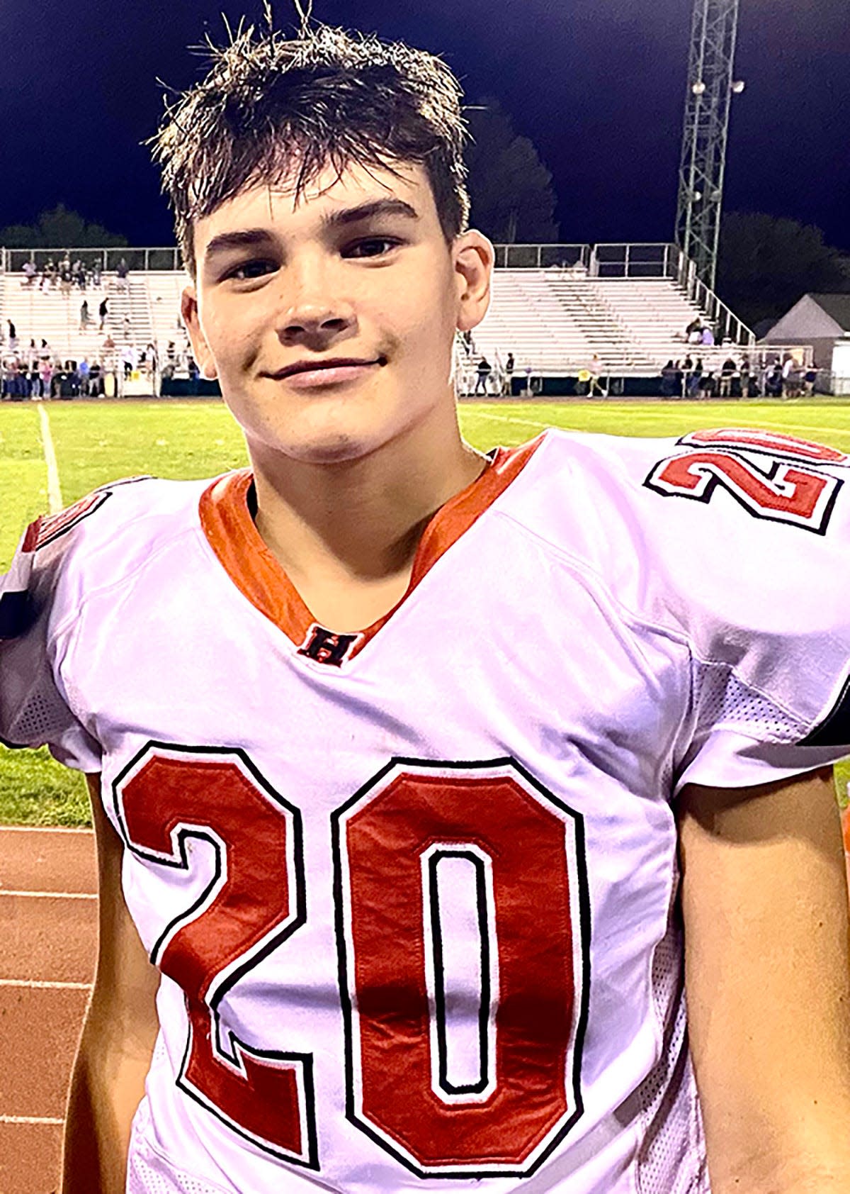 Sixteen-year-old Samson Fluck of Honesdale tragically passed away Sunday morning after a brief illness. Sam was a standout multi-sport athlete shown here wearing his beloved number 20 Hornet football uniform.