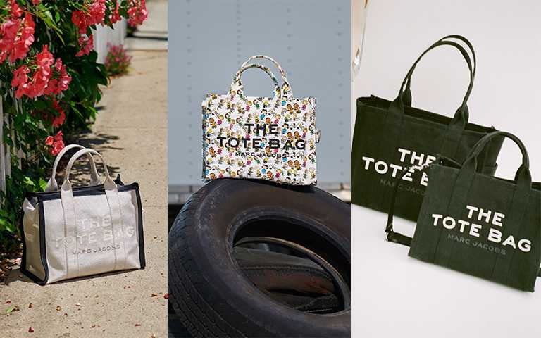 The Marc Jacobs 全黑帆布The Tote Bag(大) NTD 9,990 (小) NTD 8,990(圖／Marc Jacobs提供)