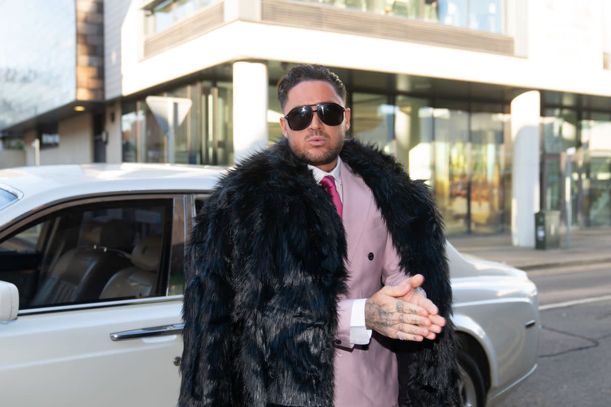 Reality TV star Stephen Bear arrives at Chelmsford Crown Court, Essex (Joe Giddens/PA) (PA Wire)