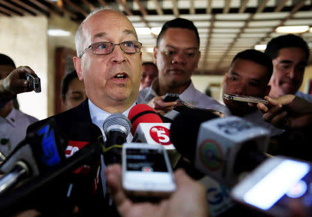 U.S. Assistant Secretary of State for East Asian and Pacific Affairs Daniel Russel answer questions during an interview after his meeting with Philippine Secretary of Foreign Affairs Perfecto Yasay at the Department of Foreign Affairs (DFA) headquarters in Pasay city, metro Manila, Philippines October 24, 2016. REUTERS/Romeo Ranoco