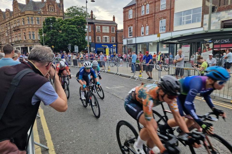 Spectators lined the streets of Darlington town centre this evening as cyclists took part in the British National Road Championships Credit: MICHAEL ROBINSON <i>(Image: Michael Robinson)</i>