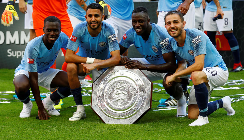 Quick prize: Manchester City’s new star Claudio Gomes, left, started in style