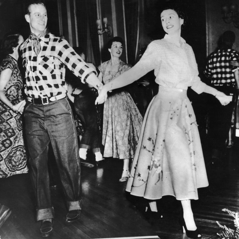 Prince Philip and Princess Elizabeth at a square dance in Ottawa in 1951