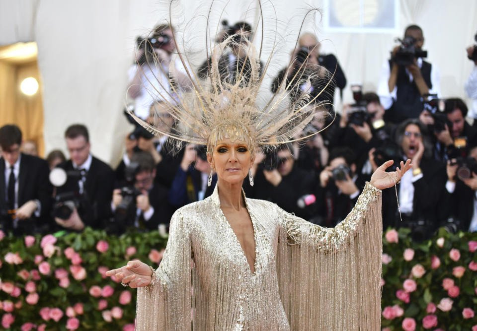 <p>Celine Dion attends The Metropolitan Museum of Art's Costume Institute benefit gala celebrating the opening of the "Camp: Notes on Fashion" exhibition on Monday, May 6, 2019, in New York. (Photo by Charles Sykes/Invision/AP)</p> 