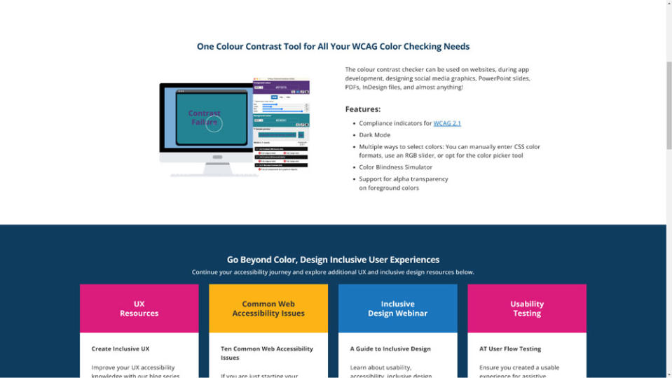 Screenshot of WCAG colour correcting homepage