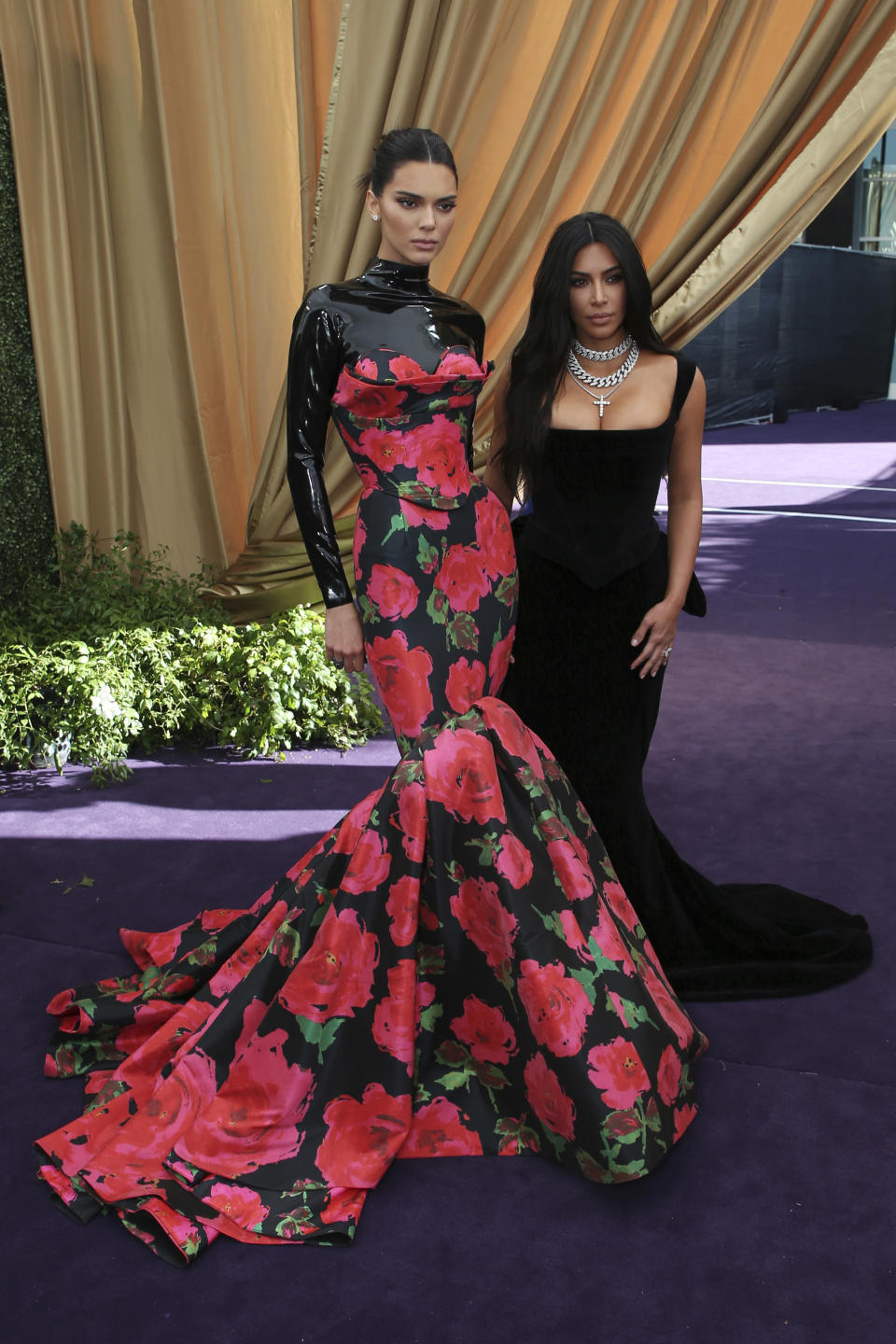 Kendall Jenner and Kim Kardashian arrive at the 71st Primetime Emmy Awards on Sunday, Sept. 22, 2019, at the Microsoft Theater in Los Angeles. (Photo by J.Emilio Flores/Invision for FIJI/AP Images)