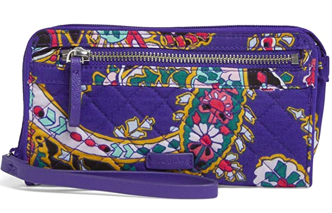 Vera Bradey Signature Cotton Front Zip Wristlet with RFID Protection