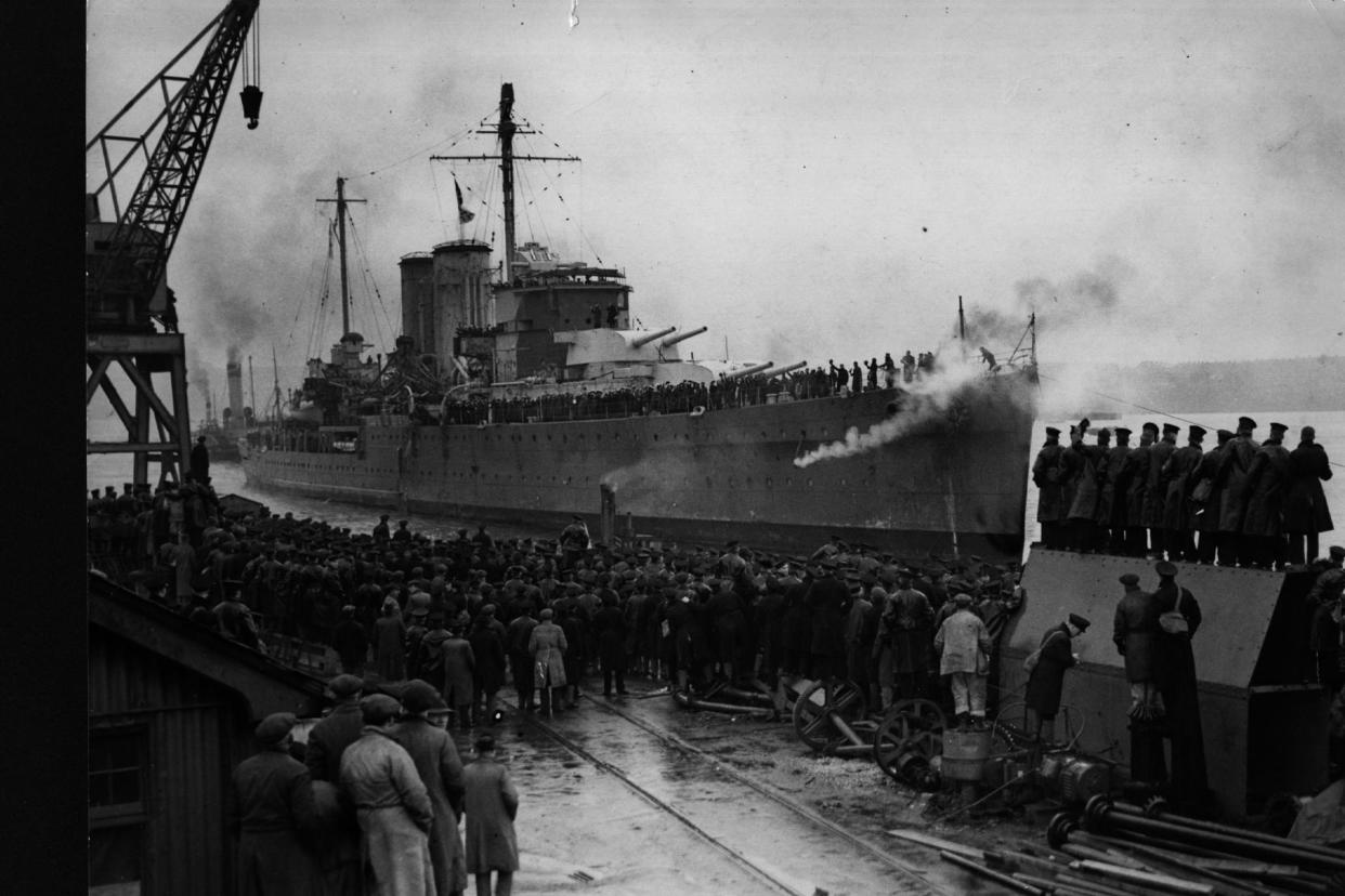 The cruiser HMS Exeter is among the wrecked British warships which have been plundered on the seabed: Getty