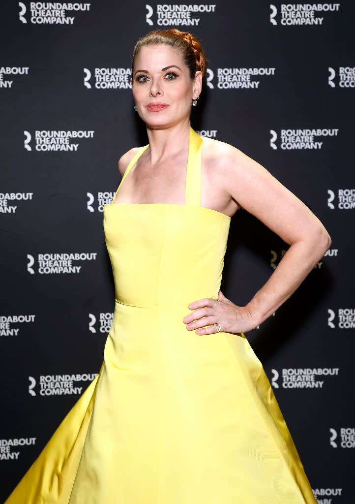 new york, new york   april 10 debra messing attends birthday candles broadway opening night at american airlines theatre on april 10, 2022 in new york city photo by john lamparskigetty images