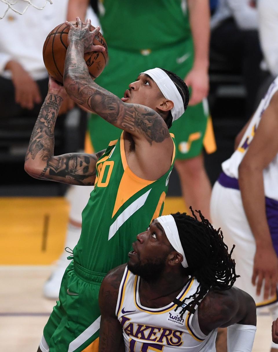 Jordan Clarkson (top) is averaging a career-high 17.4 points a game and is the leading candidate to win Sixth Man of the Year, which was won last season by Montrezl Harrell (right).