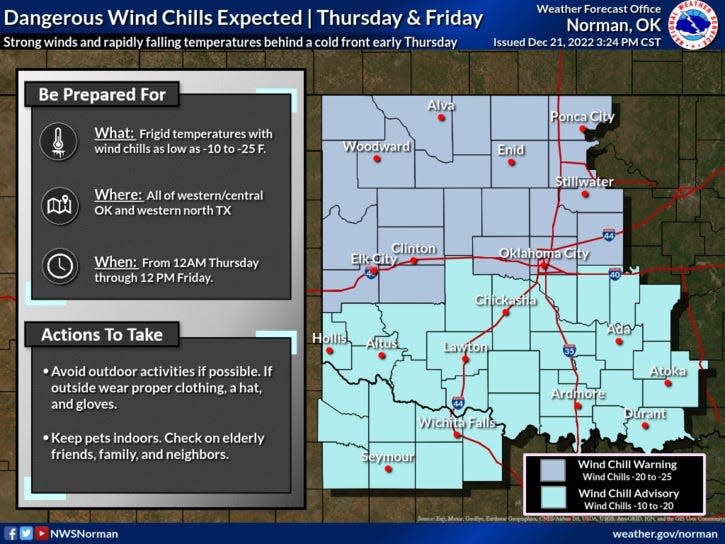 A strong cold front was expected to move through the state Thursday morning with very cold temperatures expected for Thursday and Friday.
