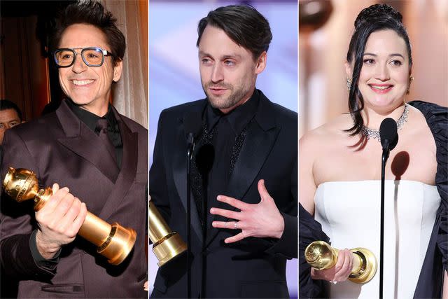 <p>Getty Images (3)</p> Robert Downey, Jr., Kieran Culkin, Lily Gladstone at 2024 Golden Globes
