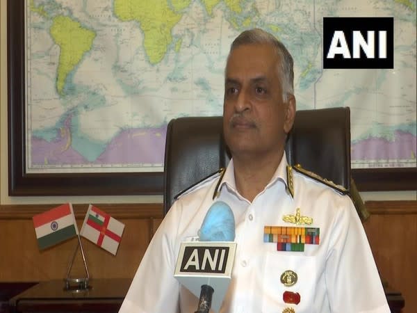 Indian Navy Vice Admiral G Ashok Kumar speaking to ANI. (Photo/ ANI)