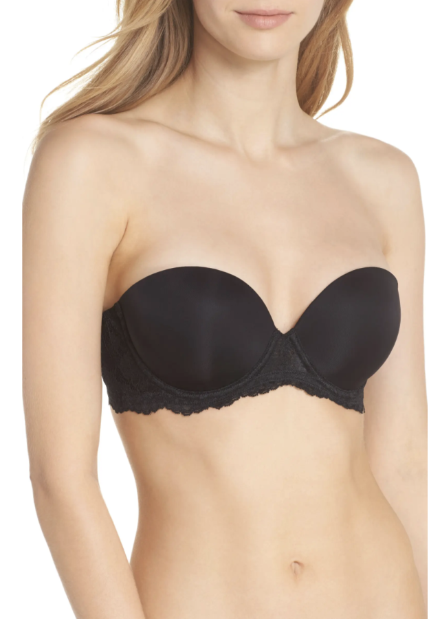 DELIMIRA Women's Strapless Bra Plus Size Great Support Jacquard Lightly  Lined Lift