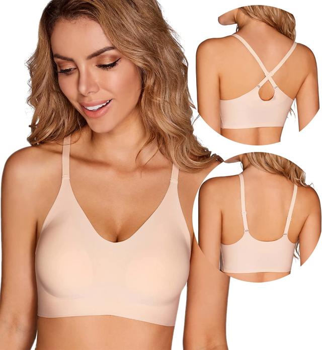 rosyclo Low Back Bras for Women Deep V Cup Bra Push Up Bra Under