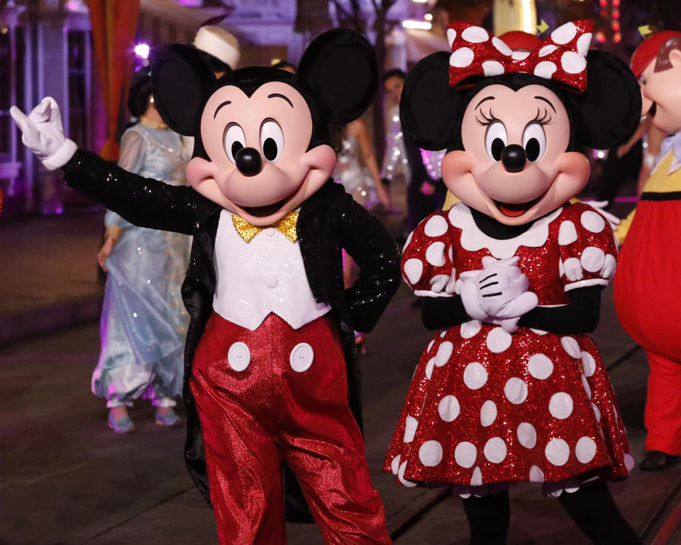 DANCING WITH THE STARS - "Disney Night" - There will be Disney magic in the ballroom as nine celebrity and pro-dancer couples compete on the fifth week of the 2019 season of "Dancing with the Stars," live, MONDAY, OCT. 14 (8:00-10:00 p.m. EDT), on ABC. (Kelsey McNeal/ABC via Getty Images) MICKEY MOUSE, MINNIE MOUSE