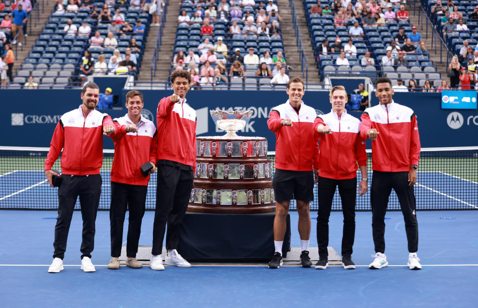 Gabriel Diallo, third from left, was a member of Canada's Davis Cup team. (Photo by Vaughn Ridley/Getty Images)